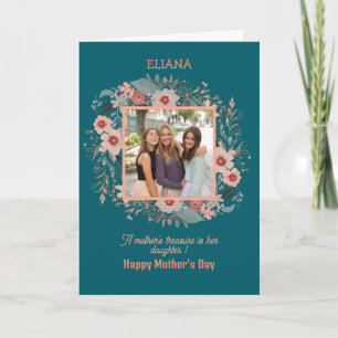 Carte Jolies Fleurs Maman Fille Citation Photo de la fêt