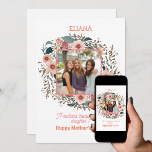 Carte Jolies Fleurs Roses Maman Fille Citations Photo