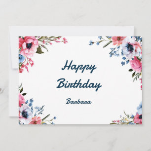 Carte Jolies Fleurs Sauvages Élégantes Aquarelle Pour El