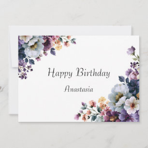 Carte Jolies Fleurs Sauvages Élégantes Aquarelle Pour El