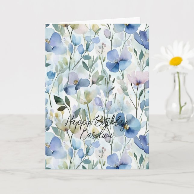 Carte Jolies Fleurs Violettes Anniversaire (Petite plante)