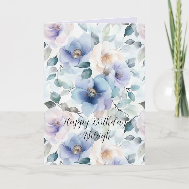 Carte Jolies Fleurs Violettes Lavande Blanches Anniversa (Devant)