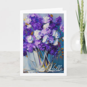 Carte Jolies Fleurs Violettes Vintage   Bonjour