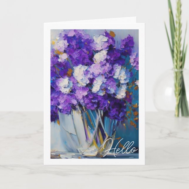 Carte Jolies fleurs violettes Vintages | Bonjour (Devant)