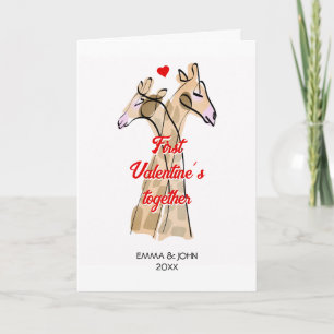 Carte Jolies girafes aquarelles pour le premier jour de