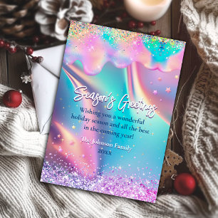 Carte Jolies gouttes holographiques Noël nouvel an voeux