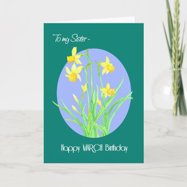Carte Jolies jonquilles Mars Anniversaire de Soeur (Devant)