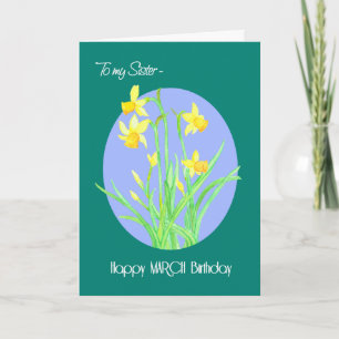 Carte Jolies jonquilles Mars Anniversaire de Soeur
