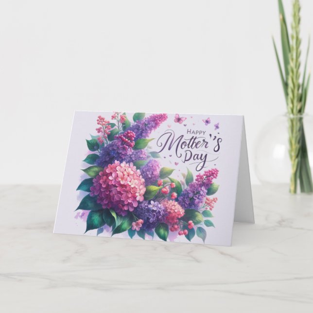 Carte Jolies Lilas Fleur "Maman" de la Fête des Mères (Devant)