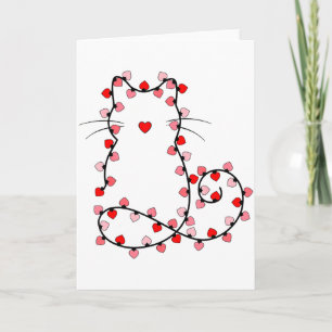 Carte Jolies lumières de la Saint-Valentin Chat Cœur Amo