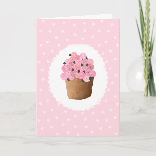 Carte Jolies roses roses fleurs Joyeuse Saint-Valentin (Devant)