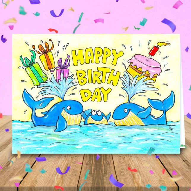 Carte Jolis baleines Joyeux anniversaire (Créateur téléchargé)