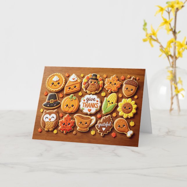Carte Jolis biscuits de Thanksgiving pour exprimer sa gr (Fleur jaune)