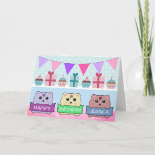 Carte Jolis Chatons Joyeux Anniversaire Personnalisé