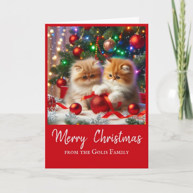 Carte Jolis chats persans de Noël pour les fêtes  (Devant)