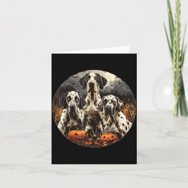 Carte Jolis chiens Great Dane d'Halloween Citrouille Som (Devant)