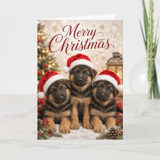 Carte Jolis chiots Berger Allemand Joyeux Noël