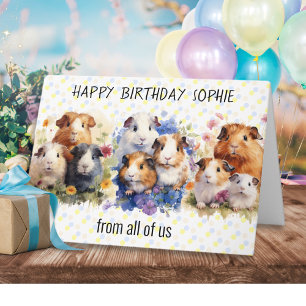 Carte Jolis cochons d'Inde Joyeux Anniversaire de la par