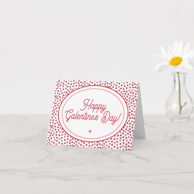 Carte Jolis cœurs rouges et roses - Joyeuse fête de Gale (Petite plante)