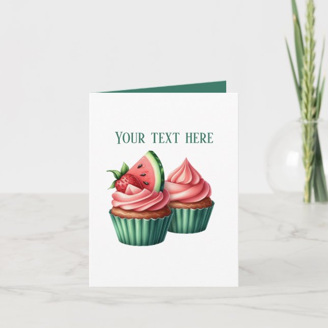 Carte Jolis cupcakes à la pastèque personnalisables (Devant)