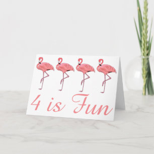Carte Jolis flamants rose pour un quatrième anniversaire