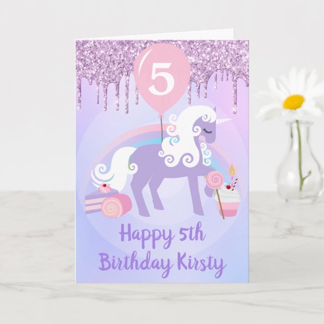 Carte Jolis friandises licorne violette et blanche pour  (Petite plante)