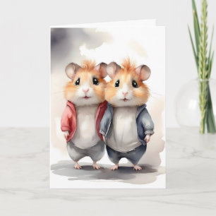 Carte Jolis hamsters vestes meilleurs amis amis portrait