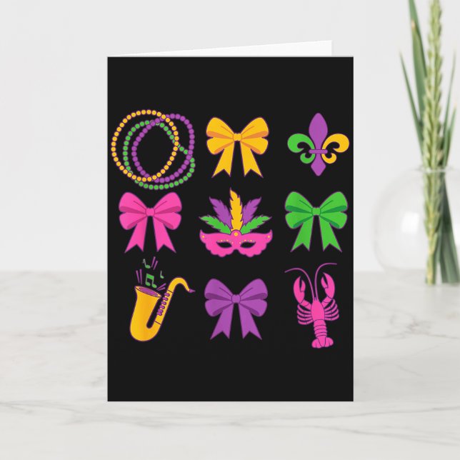 Carte Jolis noeuds coquettes de Mardi Gras  (Devant)