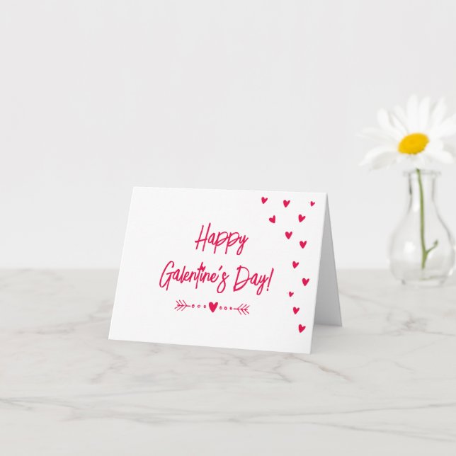 Carte Jolis petits cœurs roses - Joyeuse Galentine's Day (Petite plante)