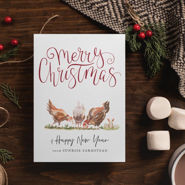 Carte Jolis poulets de ferme pour Noël (Créateur téléchargé)