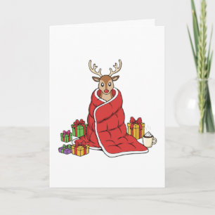 Carte Jolis Renne de Noël Coquets dans une Couverture Dr