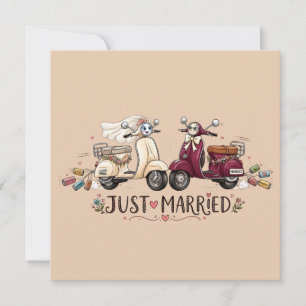 Carte Jolis Scooters Mariés Cadeau de Mariage