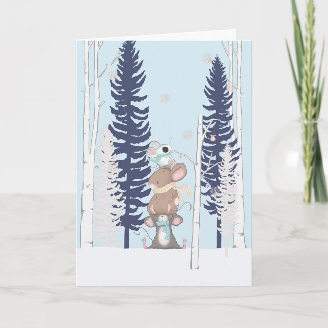 Carte Jolis Souris dans la Neige Noël (Devant)