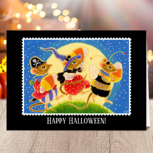 Carte Jolis Souris en Maïs Sucré Halloween