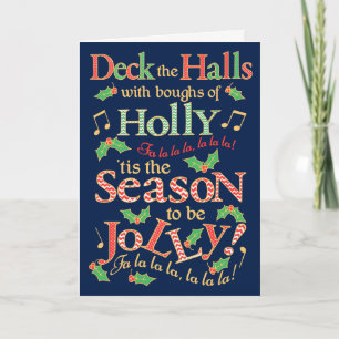 Carte Jolly Christmas Deck the Halls avec Holly