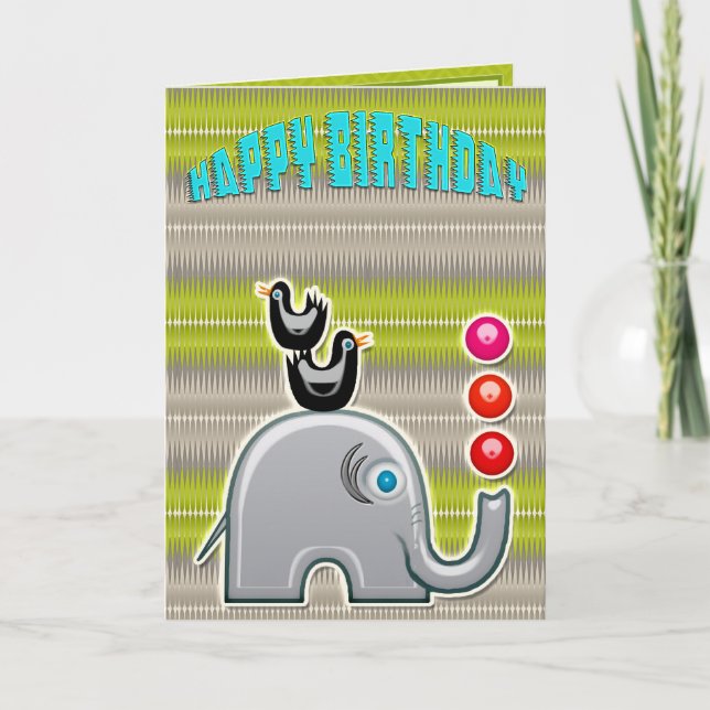 Carte Jonglage Elephant (Carte d'anniversaire du garçon) (Devant)