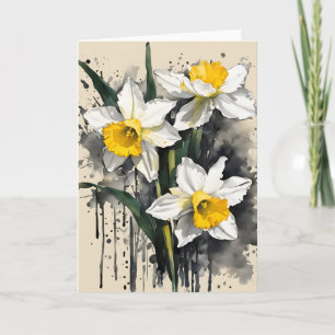 Carte Jonquille - Fleurs aquarelle
