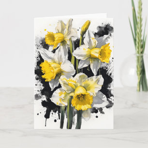 Carte Jonquille - Fleurs aquarelle