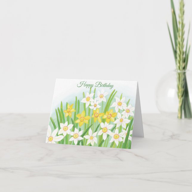 Carte Jonquilles jaunes et blanches d'anniversaire (Devant)