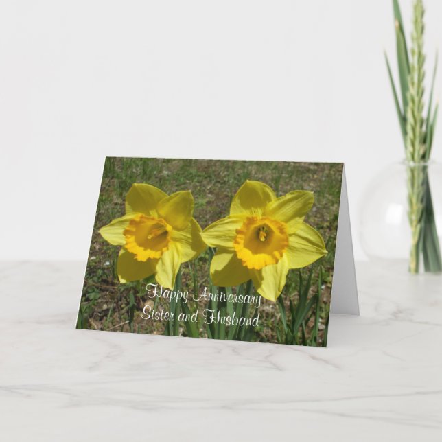 Carte Jonquilles pour la soeur et le Mari-Anniversaire (Devant)