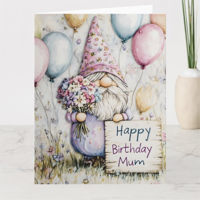Carte Jote Gnome Anniversaire design pour maman (Devant)