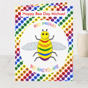 Carte Jote LGBT Bee Fier Arc-en-ciel et Fleurs Anniversa