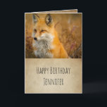 Carte Jote Red Fox Wilderness Nature Photo Anniversaire<br><div class="desc">Carte d'anniversaire avec une belle photo d'un renard rouge en automne. Debout dehors au milieu de la brosse.</div>