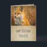 Carte Jote Red Fox Wilderness Nature Photo Anniversaire<br><div class="desc">Carte d'anniversaire avec une belle photo d'un renard rouge en automne. Debout dehors au milieu de la brosse.</div>