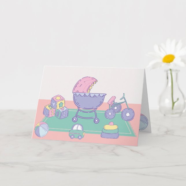 Carte Jouer Jouet de bébé couleur pastel (Petite plante)