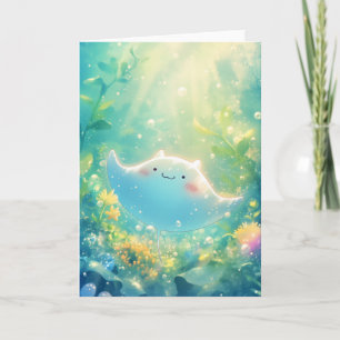 Carte Jouer Manta Ray dans un jardin sous-marin