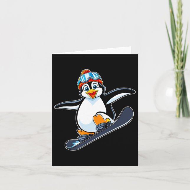 Carte Jouer Penguin Snowboard Aventure Design (Devant)