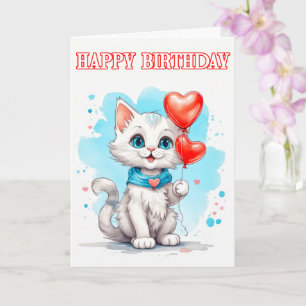Carte Jouer Petit Chat Joyeux anniversaire