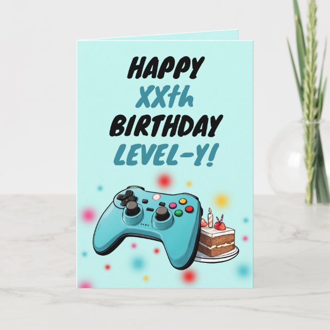 Carte Jouer Turquoise contrôleur Jeu Anniversaire (Devant)