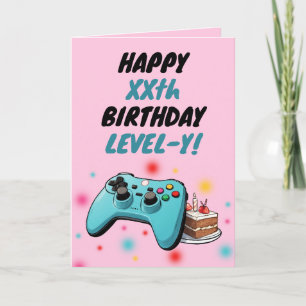 Carte Jouer Turquoise et Pink Contrôleur Gamer Anniversa